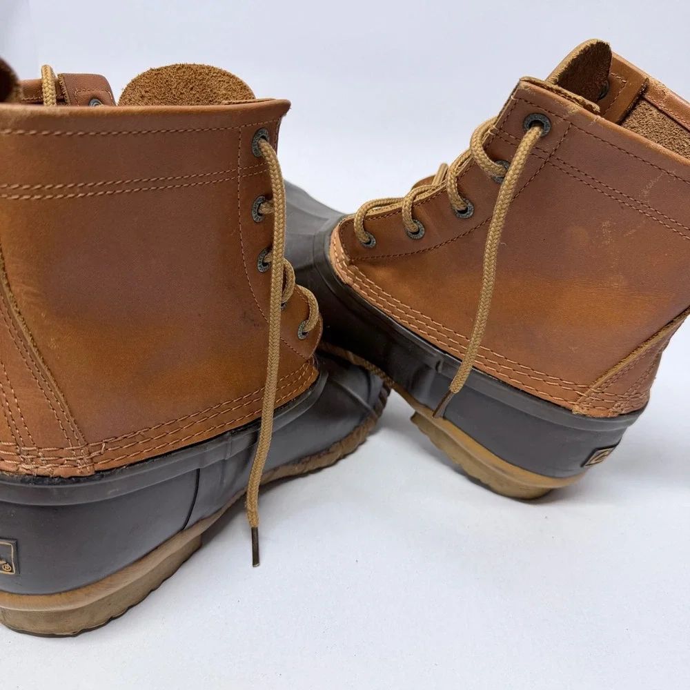 Cabelas  Mens Duck Boots Brown Tan Leather Waterproof Steel Shank Size 9